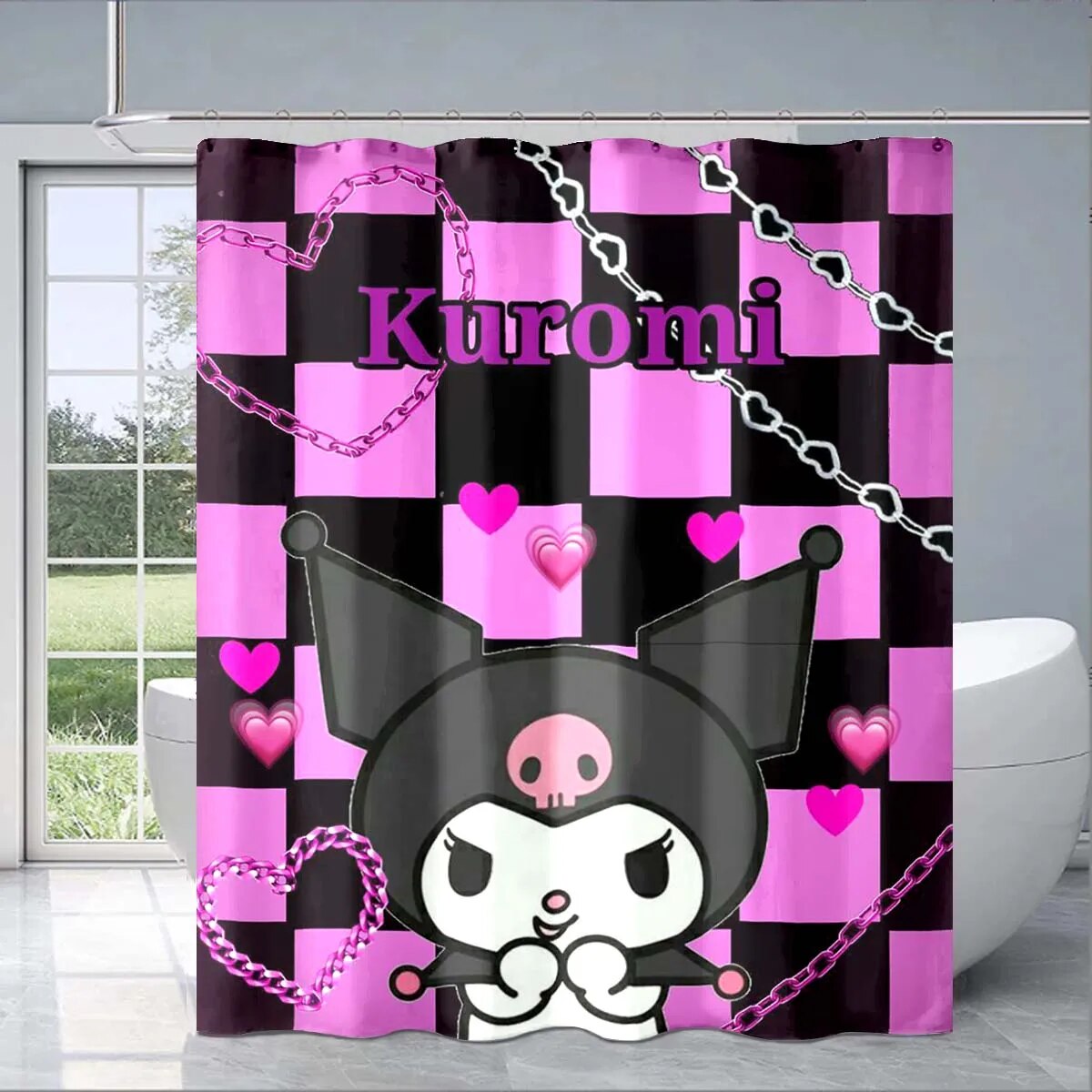 8 Size Cute Kuromi Cartoon Shower Curtain 3D Printing Waterproof ...