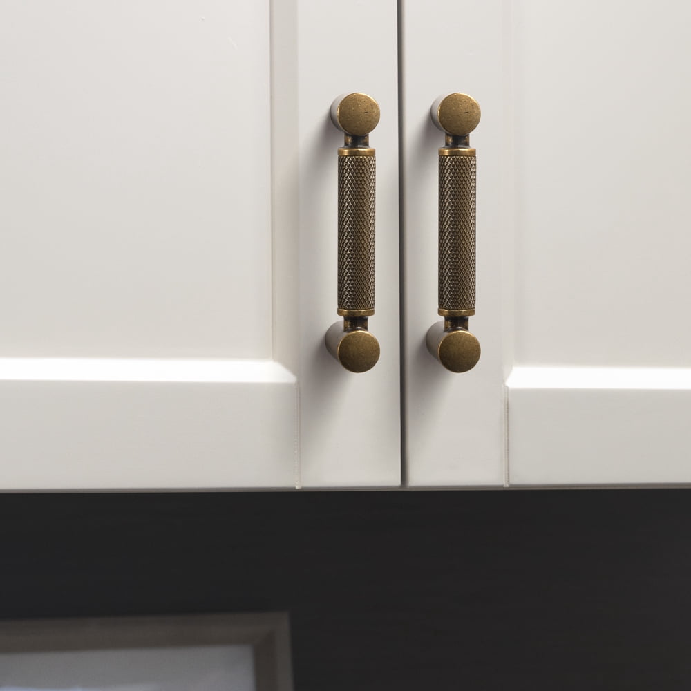Goo-Ki 12 Pack 3''(76mm) Hole Center Antique Brass Cabinet Pulls, Zinc Alloy Knurled Grip Cabinet Handles for Drawer,Dresser,Cupboard Wardrobe Cabinet