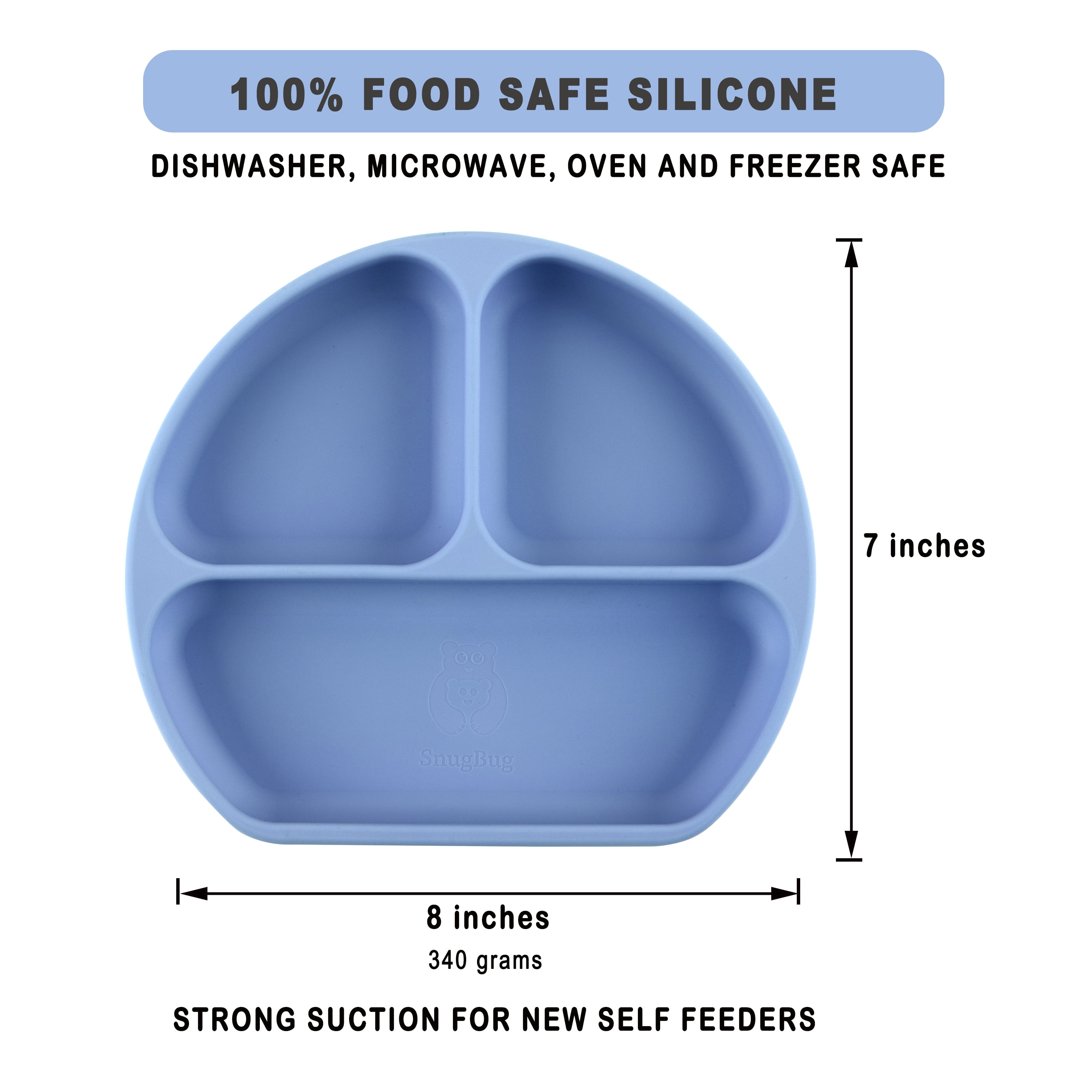 SnugBug Baby Led Weaning Supplies: Silicone Baby Spoons | Sippy Cup | Suction Plates | Baby Bowl | Baby Bib | Teething Toy