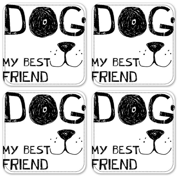 Vinyl Drink Coasters - Set of 4 - Dog, My Best Friend