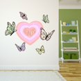 thumbnail image 3 of Danish Pastel Wall Decal Shinning Concentric Hearts with Doodle Style Butterflies Bedroom Wall Decal for Girls Cute Themed Room Décor - Size: 10 In x 9 In, 3 of 5