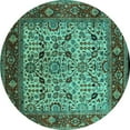 thumbnail image 1 of Ahgly Company Indoor Round Oriental Turquoise Blue Industrial Area Rugs, 8' Round, 1 of 4