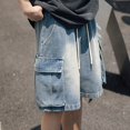 thumbnail image 6 of Mens Denim Shorts Elastic Waist Short Jeans With Pockets Summer Comfort Dailywear Bottoms, 6 of 6