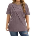 thumbnail image 2 of Fantaslook Women Plus Size Tops Pleated Crewneck Short Sleeve Shirts Casual Summer Tops, 2 of 10