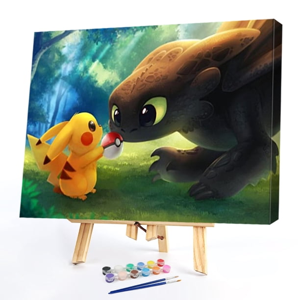 Cuadros Decorativos Pikachu y pintura al óleo sin dientes por números Kit sin marco decoración de imagen de dibujo