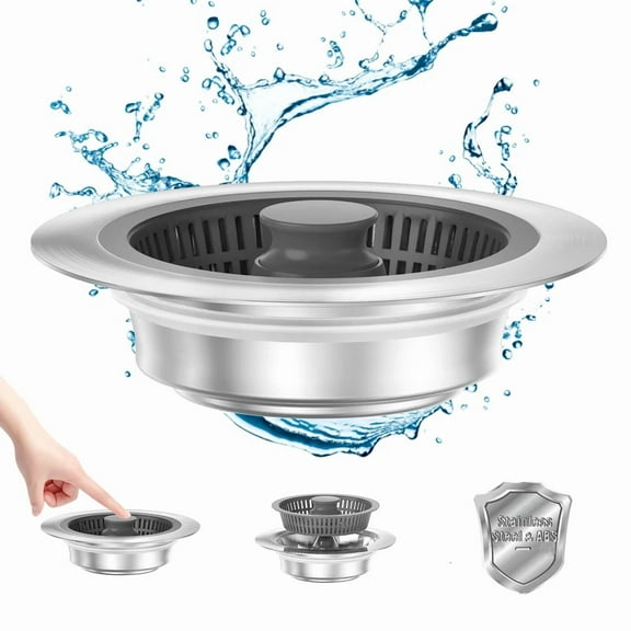 Modern Pop Up Kitchen Sink Strainer Stopper Sus304 Stainless Steel Drain Basket