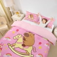 thumbnail image 3 of Erosebridal Capybara Twin Bedding for Kids, Fairy Castle Duvet Cover Set, Pink Reversible, 2-Piece, No Comforter, 3 of 5