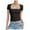 Black, variant on Women's Square Neck Double-Layer Tank Tops Basic Tight T Shirts