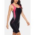 thumbnail image 3 of Women One Piece Printed Swimsuit Sports Racerback Athletic Training Swimwear Color Block, 3 of 7