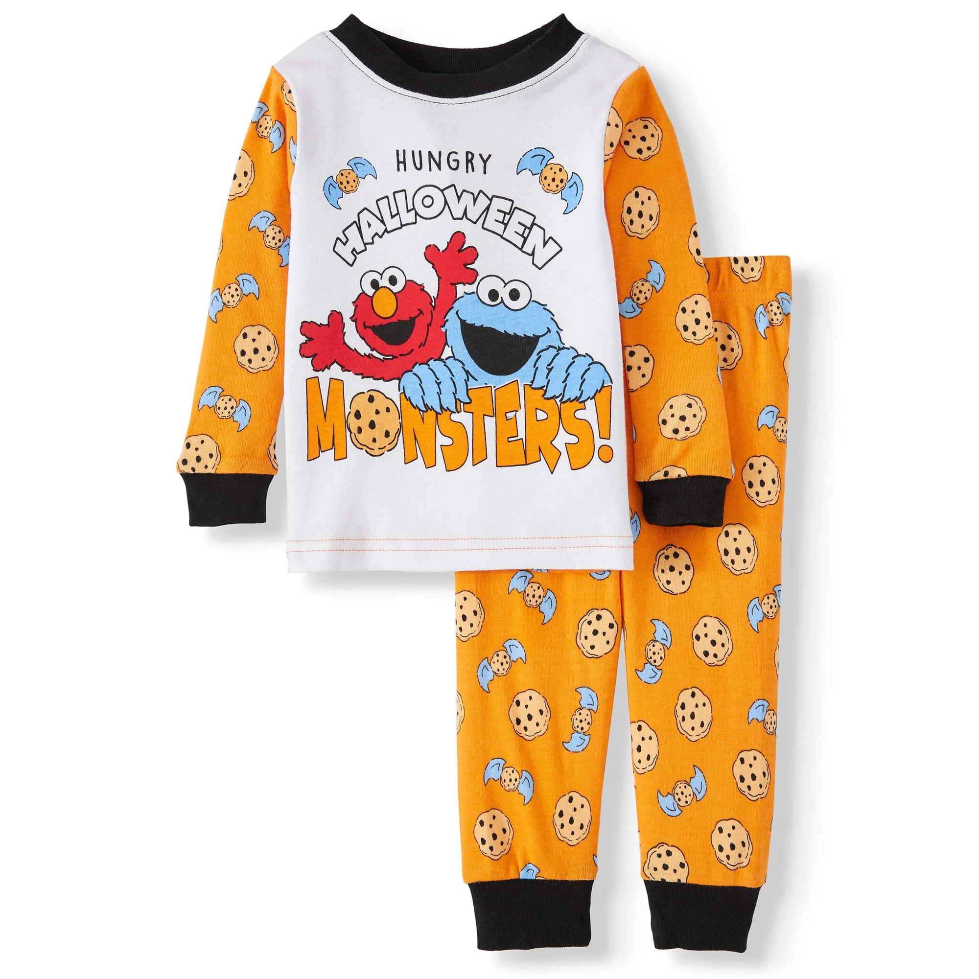Halloween Sesame Street Baby Boy Long Sleeve Cotton Snug Fit Pajamas, 2-Piece Set