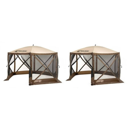 - Clam Quick Set Escape Portable Camping Outdoor Gazebo Canopy, Brown/Tan (2 Pack)
