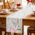 thumbnail image 5 of Happy Easter Table Runner 70 Inches, Spring Easter Bunny Eggs Floral Gray Wooden Bed Runner Dresser Scarves Tabletop for Indoor Outdoor Parties/Ceremony/Banquet, 13" x 70", 5 of 8