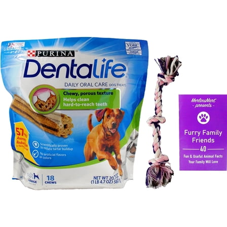 DentaLife Daily Oral Care Chews Dental Dog Treats - Large Snacks for Big Pups 40  lbs (18 Count) MerlinsMart Zine   Rope Toy | Purina