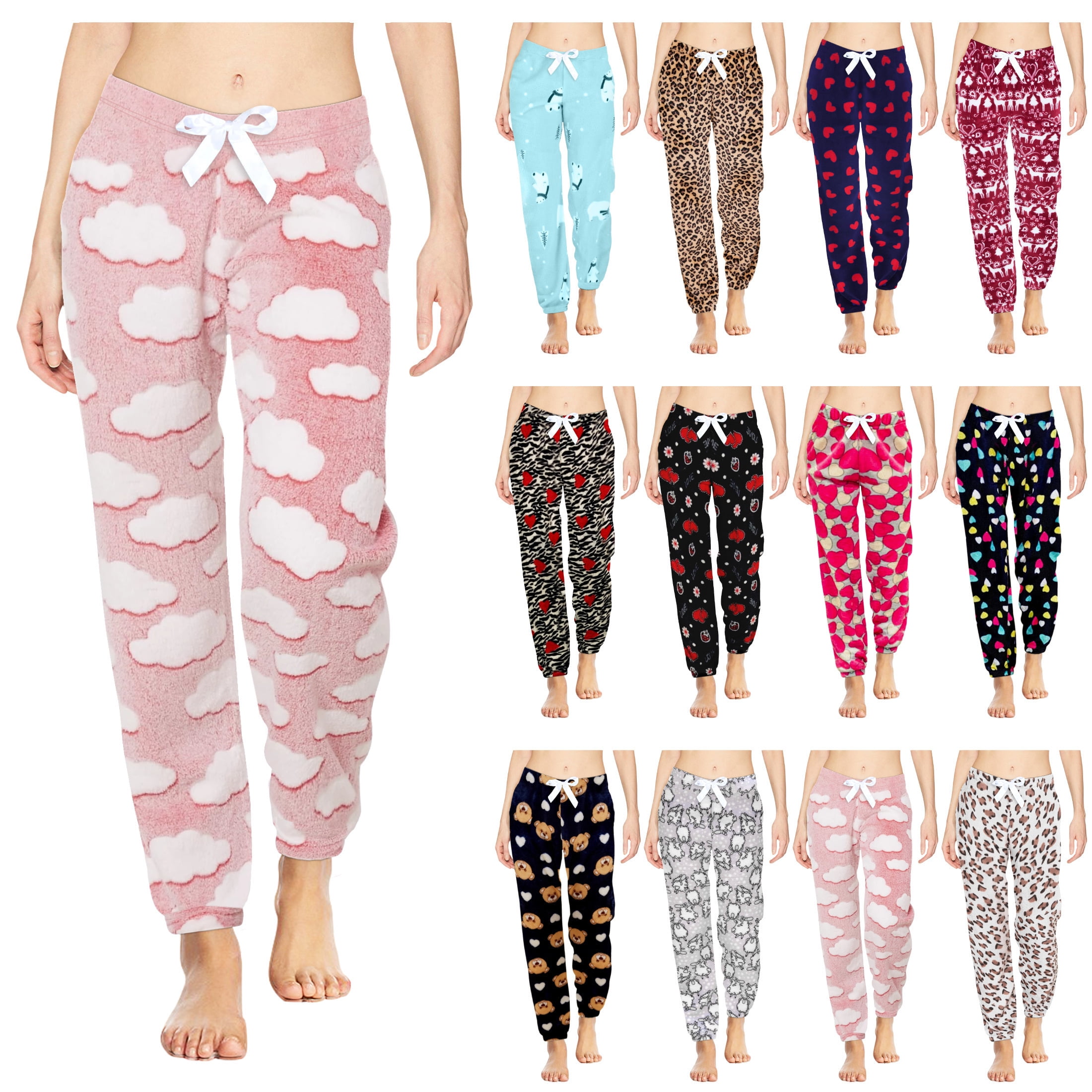 Tanming Womens Fluffy Pajamas Set Fleece Pullover Pants Plush