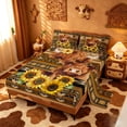 thumbnail image 2 of meiyoeat rustic Aztec Highland Cow Bed Sheets,Western Farm Print Full Size Sheets,4-Piece,1 Flat Sheet,1 Fitted Sheet and 2 Pillowcases, 2 of 6