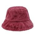 thumbnail image 3 of Kixjoy Winter Faux Fur Fluffy Bucket Hat – Warm Furry Cap for Women,Red, 3 of 3