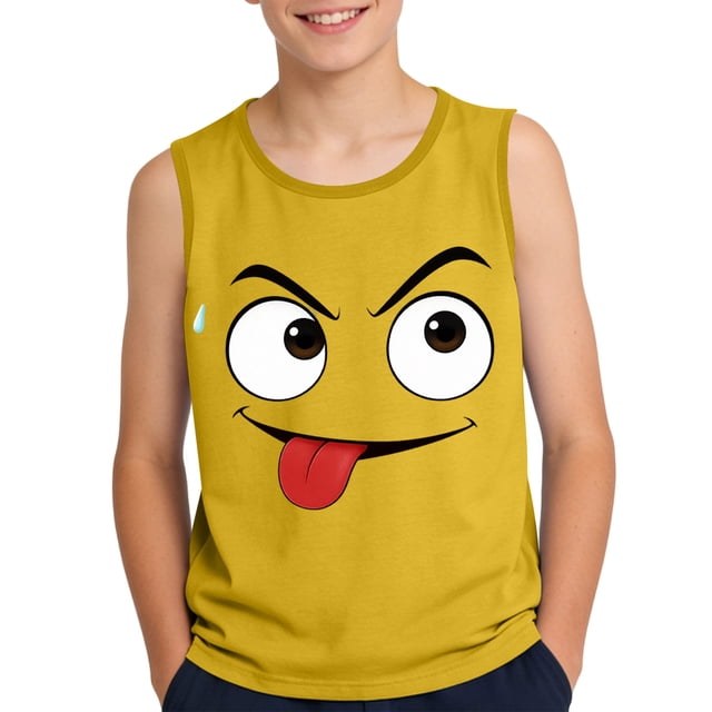 Camisola de Niños Pequeños 3-15 Años sin Mangas Gradiente Impresión Tela Suave para el Uso Casual Y Ocasiones Especiales