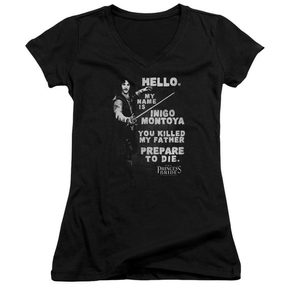 Juniors: The Princess Bride- Hello Again V- Neck Apparel Womens V-Necks - Black