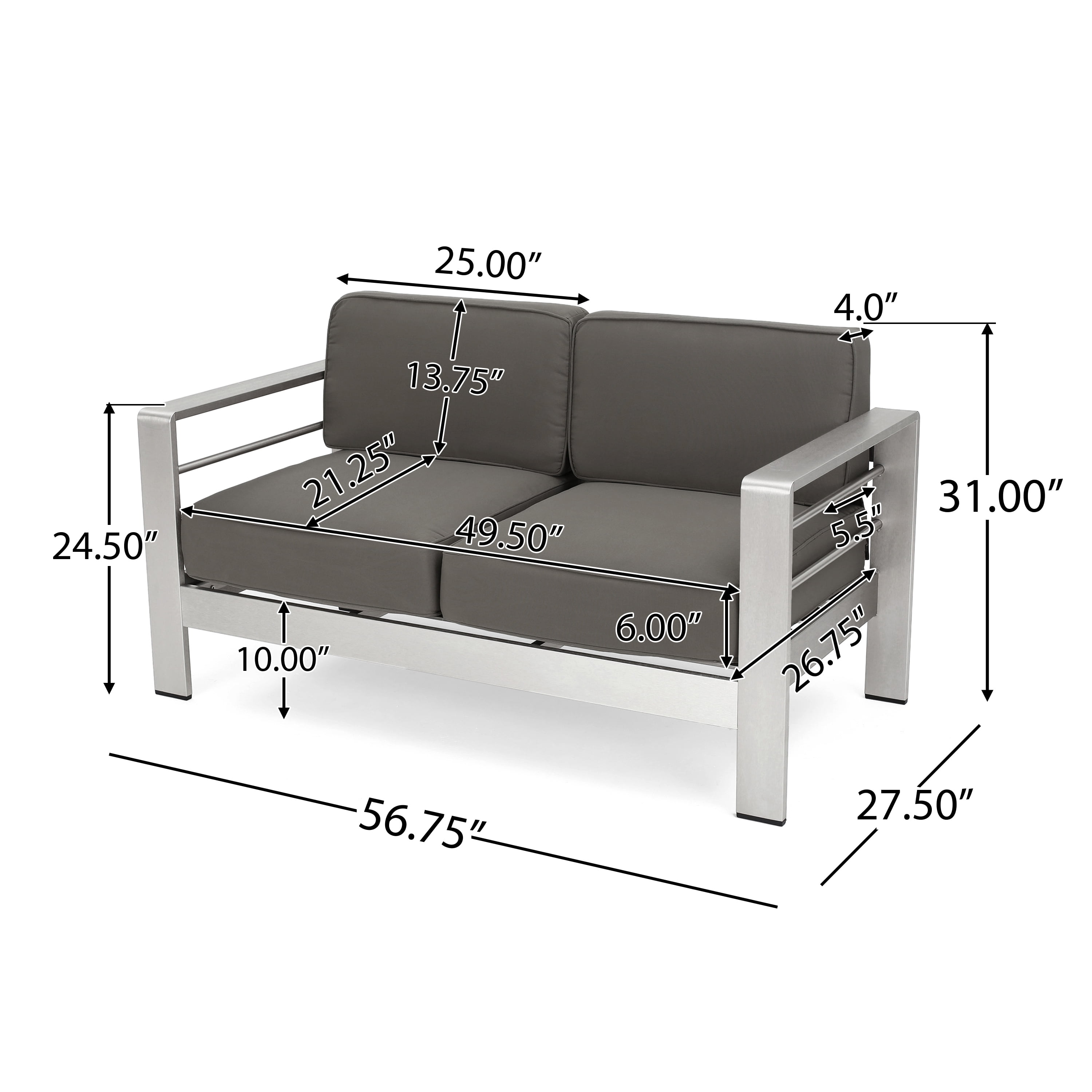 Captains Outdoor Aluminum Chat Set with Fire Table,Grey