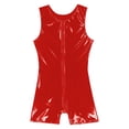 thumbnail image 5 of Alvivi Men's Patent Leather Sleeveless Dance Jumpsuit Zipper Biketard Wrestling Unitard Sportswear Red XXL, 5 of 6