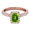 thumbnail image 2 of Rings for Women 3.46 Carat Diamond and Emerald Shaped Peridot Ring pave 10K Rose Gold, 2 of 5