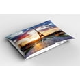 thumbnail image 2 of Ambesonne Eiffel Tower Pillow Sham 2 Pack, Sunrise Scenery, 30"x20", Navy Yellow Green, 2 of 3