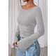 thumbnail image 3 of Camiseta corta de manga larga para mujer PRETTYGARDEN gris talla L, 3 of 8