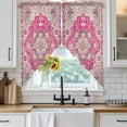thumbnail image 4 of Boho Pink Kitchen Window Curtains, Swag Curtains Valance for Bedroom Living Room Bathroom, Middle Century Boho Geometric Abstract Southwestern Rod Pocket Window Curtain Block Drapes 2 Panels 36"x45", 4 of 9
