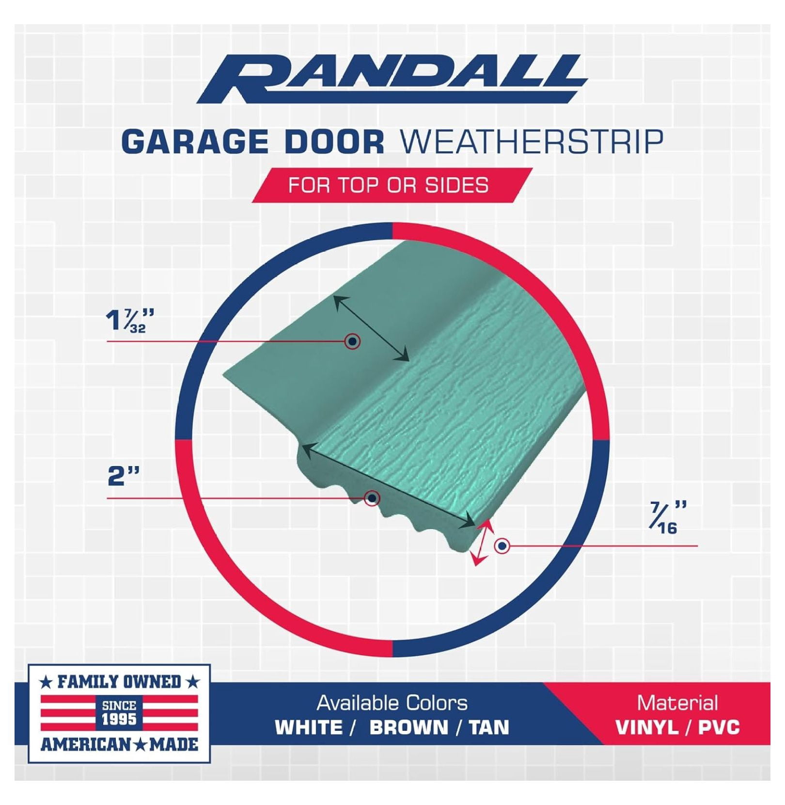 | Garage Door Weatherstrip Door Seal | 7 Feet | Dual Vinyl | for Top or Sides | Green | for All Types of Garage Doors | Seals Out Drafts | Easy Installation