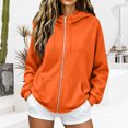 thumbnail image 2 of Zip Up Hoodie Women 2026 Y2K Casual Long Sleeve Oversized Hooded Sweatshirts Fall Winter Comfy Jackets with Pockets Orange XL, 2 of 5