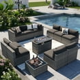 thumbnail image 2 of Aoxun 11 Piece Patio Furniture Set with 44” Fire Pit Table Wicker Rattan Outdoor Sectional Sofa Set with Coffee Table and 4” Thickened Cushions, Black (Waterproof Cover Included), 2 of 6