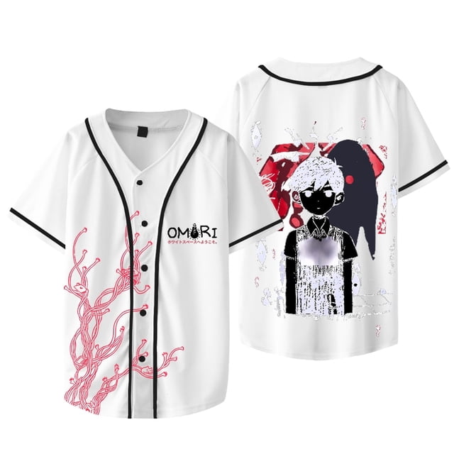 Omori Veste de Baseball de Marchandise Spatiale Rouge Été Femmes Hommes Mode Décontractée Harajuku T-Shirts à Manches Courtes,style 5,L