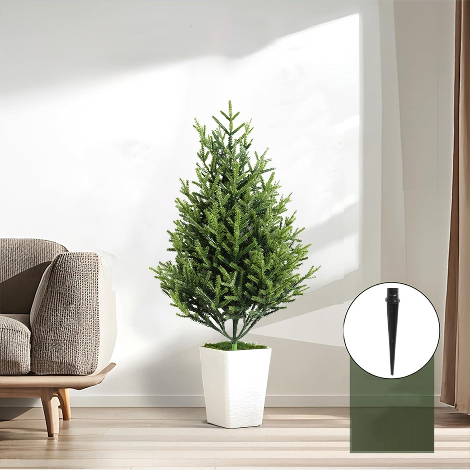 YiJuHui 4pcs Artificial Cedar Topiary Ball Tree with Ground Spike, UV Resistant Artificial Bushes for Outdoors Faux Shrubs, Weatherproof Fake Round Cypress Ball Bushes Plant for Front Porch