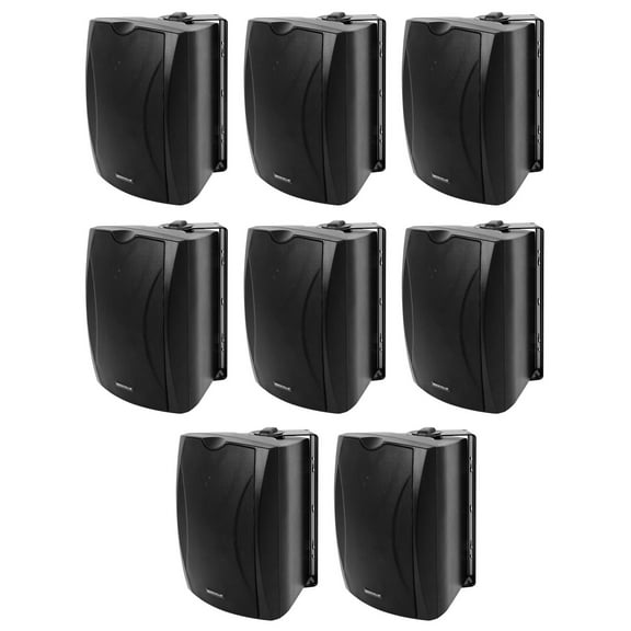 8) Rockville WET-6B 70V 6.5" IP55 Black Commercial Indoor/Outdoor Wall Speakers