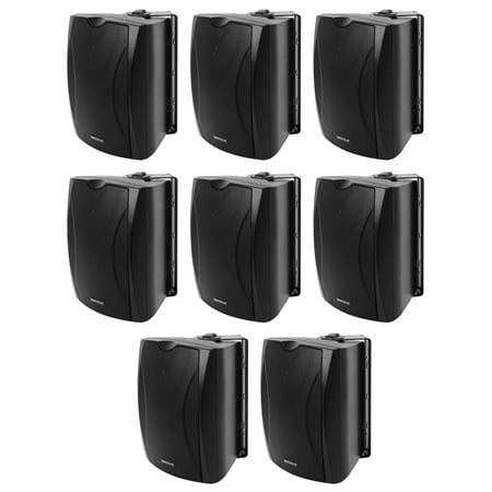 8) Rockville WET-6B 70V 6.5 IP55 Black Commercial Indoor/Outdoor Wall Speakers