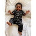 thumbnail image 5 of Cenuakty Baby0-24M Jumpsuit Casual Short Sleeve Lapel Collar Contrast Line Button Up Romper Footless Newborn Pajamas, 5 of 9