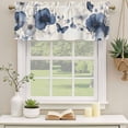 thumbnail image 2 of Navy Blue Spring Floral Curtain Valances for Windows, Kitchen Valance Window Treatments Panel 2 Pack, Botanical Butterfly Vintage Rod Pocket Short Curtains for Bathroom Bedroom 54 x 18 Inch, 2 of 8