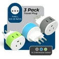 thumbnail image 2 of OREI Italy, Uruguay Power Plug Adapter with 2 USA Inputs - Travel 3 Pack - Type L (US-12A), 2 of 11