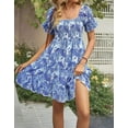 thumbnail image 4 of Cogild Summer Dresses Casual Short Sleeve Square Neck Mini Dresses Floral Print Sundresses For Women, 4 of 6