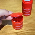 thumbnail image 4 of 3 Compartment Pill Crusher, Cutter and Grinder, Daily Usage, Safely Cut Pills, Vitamins, Tablets, Accurate and Easy Cutting, Stainless Steel Blade, Removable Drinking Cup, Red, BPA Free, 4 of 5