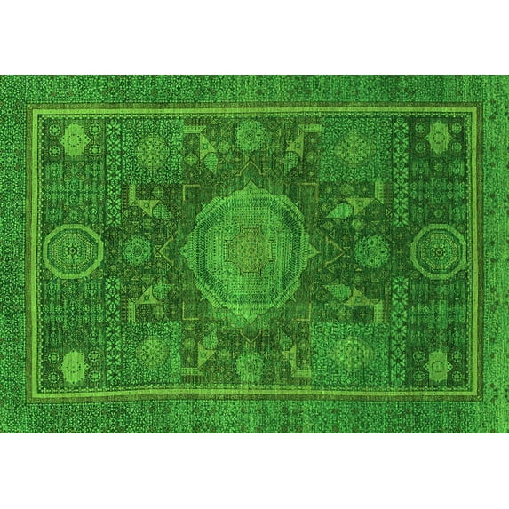 Ahgly Company Indoor Rectangle Abstract Green Modern Area Rugs, 6' x 9'
