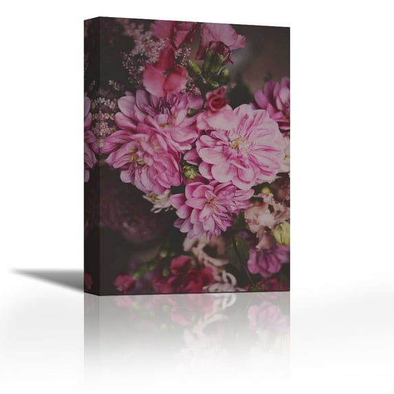 Dark Floral - Contemporary Fine Art Giclee on Canvas Gallery Wrap - wall décor - Art painting - 21 x 32 Inch - Ready to Hang