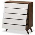 thumbnail image 3 of Baxton Studio Commode à 5 Tiroirs Hildon en Blanc et Brun Noyer, 3 of 7
