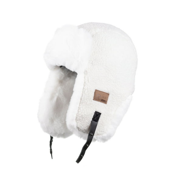 ZQUUVOU Winter Hats With Mask Trapper Trooper Hat With Ear Flaps Russian Ushanka Hats Men Women A-White