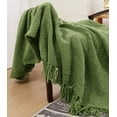 thumbnail image 3 of Brooklyn Loom Chunky Boucle 100% Microfiber Polyester  50x70 Throw Blanket in Green, All Season, Adult Size, OEKO-TEX Certified, 3 of 10