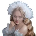 thumbnail image 1 of Bride Veil Flower Studded Hair Hoop Wedding Hair Covering White Wedding Veil Headscarf Simple Short Veil, 1 of 4