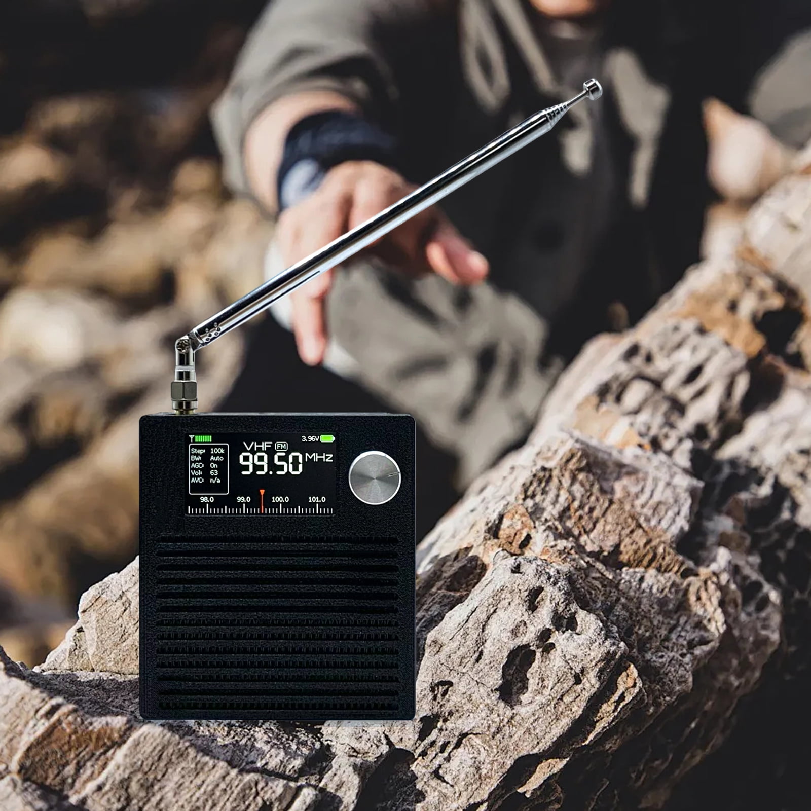 HUISZJ Portable Pocket Radio, 3000Mah Battery Earphone Amplifier Circuit with Antenna, Mini Pocket Radio for Outdoor Jogging Emergency