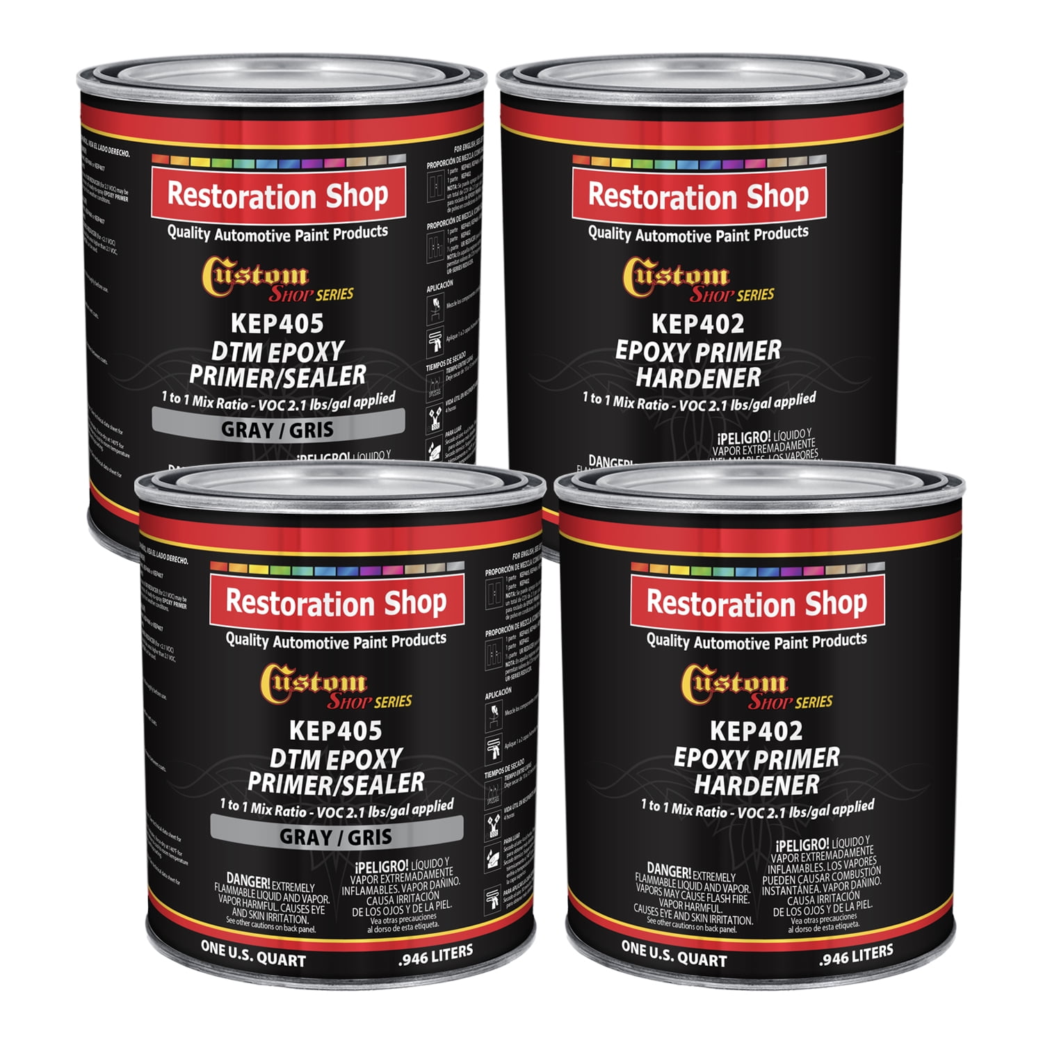 GRAY Epoxy Primer / Sealer 2.1 VOC (GALLON KIT) AntiCorrosive DTM Direct to Metal Fast Dry