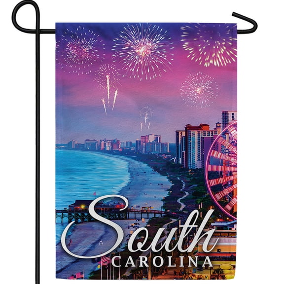 America Forever South Carolina State Garden Flag- 12.5 x 18 inches- South Carolina Fireworks in the Blue Purple Sky USA Regional Yard Outdoor Decorative Double Sided Flag