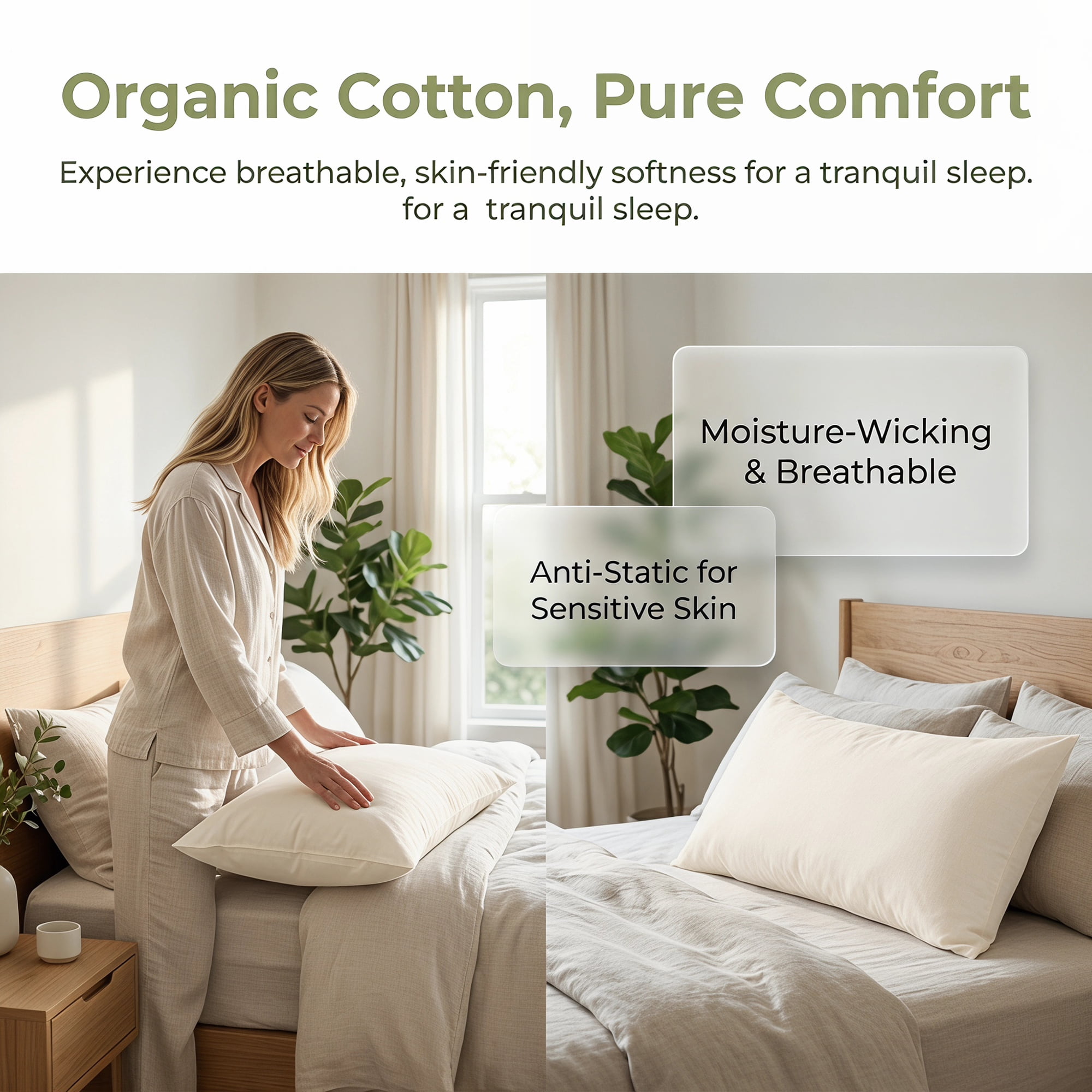 Unique Bargains Breathable Cotton Covers Pillow Protectors with Zipper Standard Size Queen White